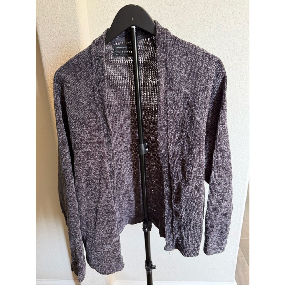 Urban Outfitters Heathered Dark Purple Open-Front Cardigan L